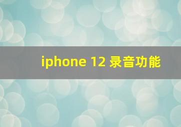 iphone 12 录音功能